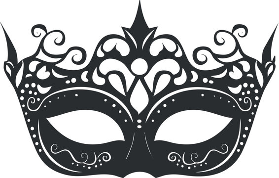 Intricate black masquerade mask with ornate patterns, ideal for elegant costume parties and events.