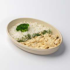 Chicken and Rice with Broccoli and Cream Sauce