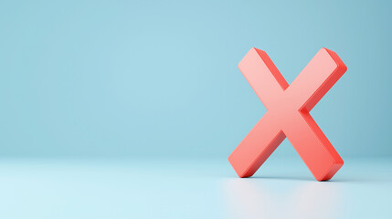 Obraz premium Bold coral 'X' symbol against a soft blue background