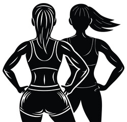 A focused athlete takes a last-minute look into a mirror before tracking her performance. A muscular athlete shows a strong torso silhouette. 