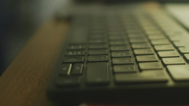 A keyboard on a table.