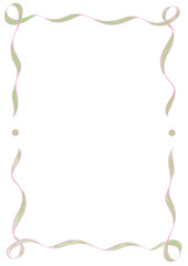 Green & Pink Wavy Ribbon Frame with Dots, wedding menu invitation border, hand drawn baby shower decoration, a4 wicked birthday pastel party, clown funfair style, bachelorette bachelor vintage retro