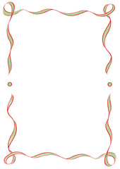 Red & Green Wavy Ribbon Frame with Dots, christmas wedding menu invitation border, hand drawn baby shower decoration, a4 birthday bridal party, bachelorette bachelor xmas winter holiday vintage retro