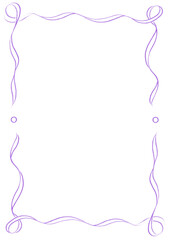 Purple & White Wavy Ribbon Frame with Dots, wedding menu invitation border, hand drawn baby shower decoration, a4 a5 a6 birthday pastel party, clown funfair style, bachelorette bachelor vintage retro