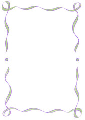 Purple & Light Green Wavy Ribbon Frame with Dots, wedding menu invitation border, hand drawn baby shower, a4 birthday halloween party, clown funfair style, bachelorette bachelor vintage retro