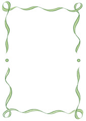 Green Wavy Ribbon Frame with Dots, wedding menu invitation border, hand drawn baby shower decoration, a4 birthday pastel party, clown funfair style, bachelorette bachelor vintage retro