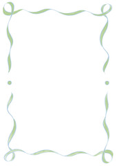 Light Green & Light Blue Wavy Ribbon Frame with Dots, wedding menu invitation border, hand drawn baby shower, a4 birthday pastel spring party, clown funfair style, bachelorette bachelor vintage retro