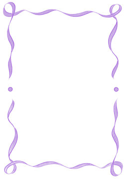 Purple Wavy Ribbon Frame with Dots, wedding menu invitation border, hand drawn baby shower decoration, a4 a5 a6 birthday pastel party, clown funfair style, bachelorette bachelor vintage retro