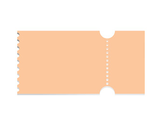 Blank retro-style ticket on a white background. Perfect for graphic designers creating custom cinema stubs, coupons, concert or entry tickets. High-resolution vector format