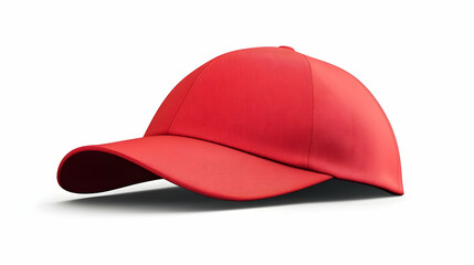 Fototapeta premium Red Baseball Cap Isolated on White Background