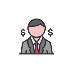 Businessman colored icons, minimalist vector illustration ,simple transparent graphic element .Isolated on white background