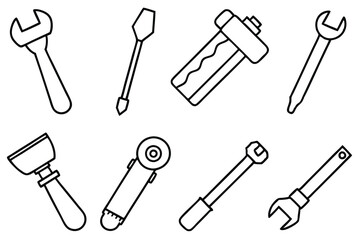 Tool Kit Line Art Symbolizing Efficiency in Tools and Equipment