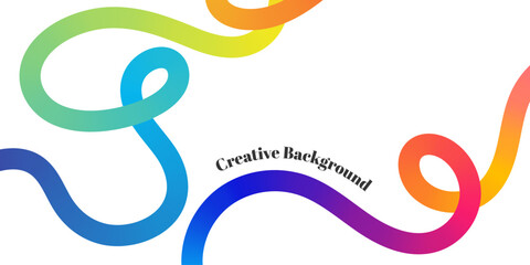Curved Color Lines with Gradient. Abstract Wavy Line Background and Squiggle Spiral Ribbon Pattern Design