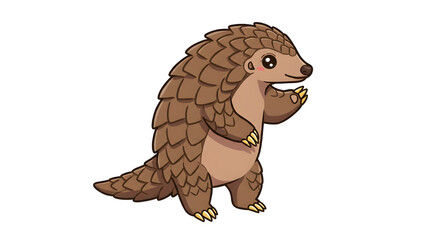Cute pangolin cartoon on white background