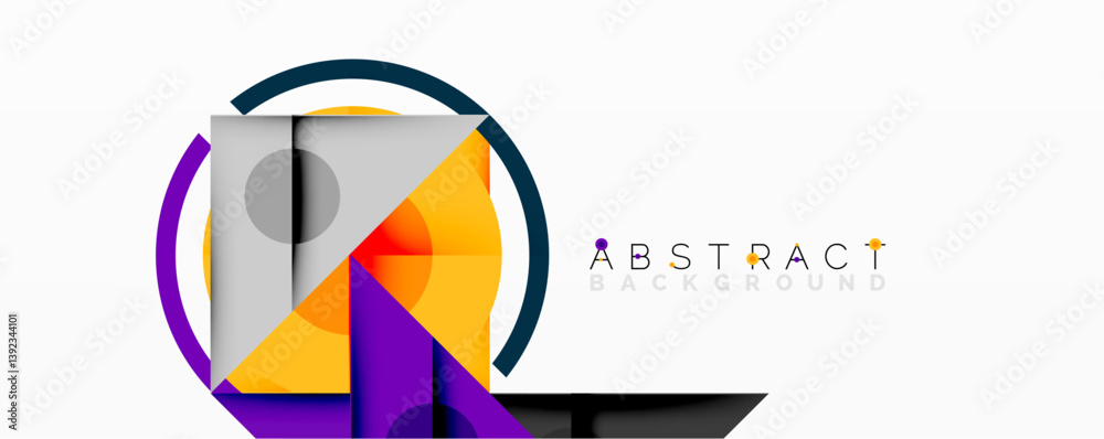 Aufkleber Geometric shapes, vibrant colors, modern design. Overlapping elements create dynamic composition. Minimalist aesthetic, clean lines, abstract art.