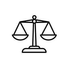 Minimalistic bold black-and-white scale illustration in clean vector style for justice and balance concepts