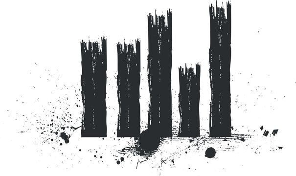Abstract black and white grunge design with bold brush strokes and splatter effects.