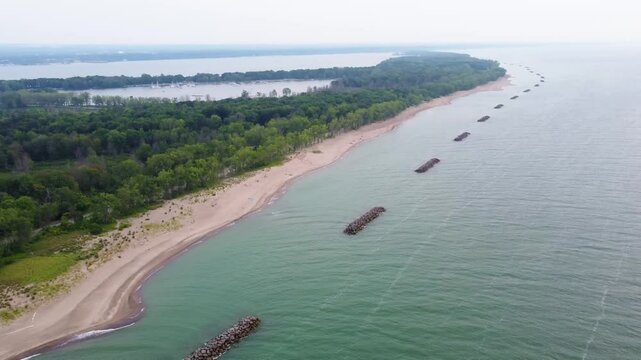 Presque Isle from a drone&rsquo;s perspective&mdash;soaring over the sandy beaches, the endless blue of Lake Erie, and the lush forests that make this park so unique.
