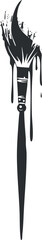 Stylized black ink paintbrush with splatter effect, representing creativity and artistic expression.