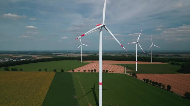 Drone Footage of Summer Wind Turbines in Germany &ndash; Green Fields and Clean Energy
