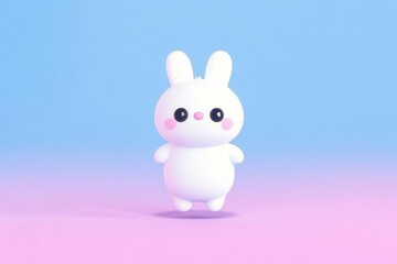 Fototapeta premium there is a white rabbit that is standing on a pink surface