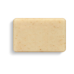 A smooth, rectangular bar of soap with a light beige color and specks, designed for personal hygiene and cleansing.