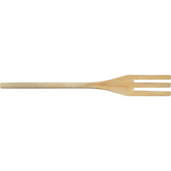 A wooden fork with two prongs, commonly used for serving or mixing food.