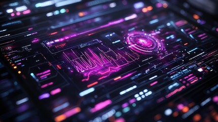 Futuristic technology interface with glowing lines and data visualizations