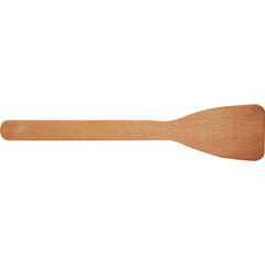 A wooden spatula used for cooking and serving food.