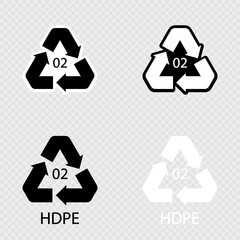 Obraz premium HDPE 02 recycling code symbol set. Plastic recycling polyethylene sign.