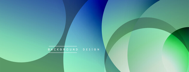 Abstract shapes, vibrant colors, smooth gradients. Overlapping circles create dynamic composition. Modern design, clean aesthetic.