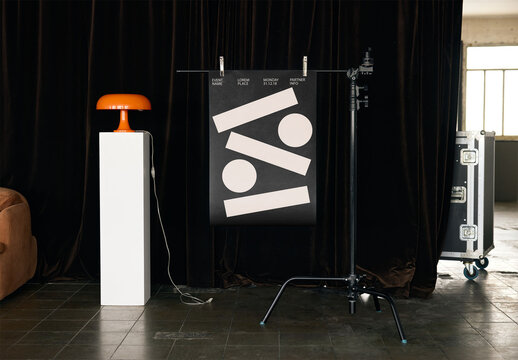 Mockup Of Customized Poster Size Poster In Creative Studio