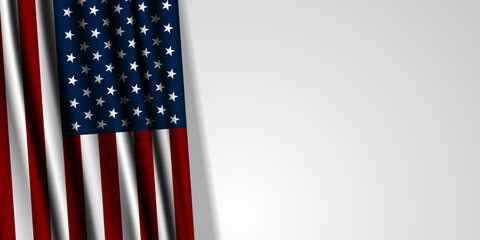 Obraz premium American flag and area for text. White background