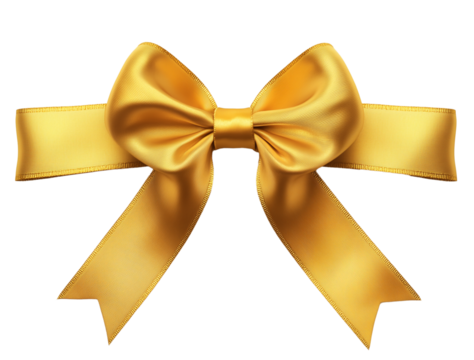 Elegant 3D golden ribbon bow on a transparent background. Perfect for gift wrapping, festive decor, or holiday designs that need a touch of luxury and celebration.

