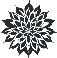 Fototapeta premium Intricate black and white mandala with floral pattern and symmetrical design for decorative use.