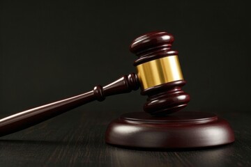 arafed wooden gavel on a table with a black background