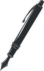 Monochrome illustration of a classic fountain pen, highlighting its elegant and traditional design.