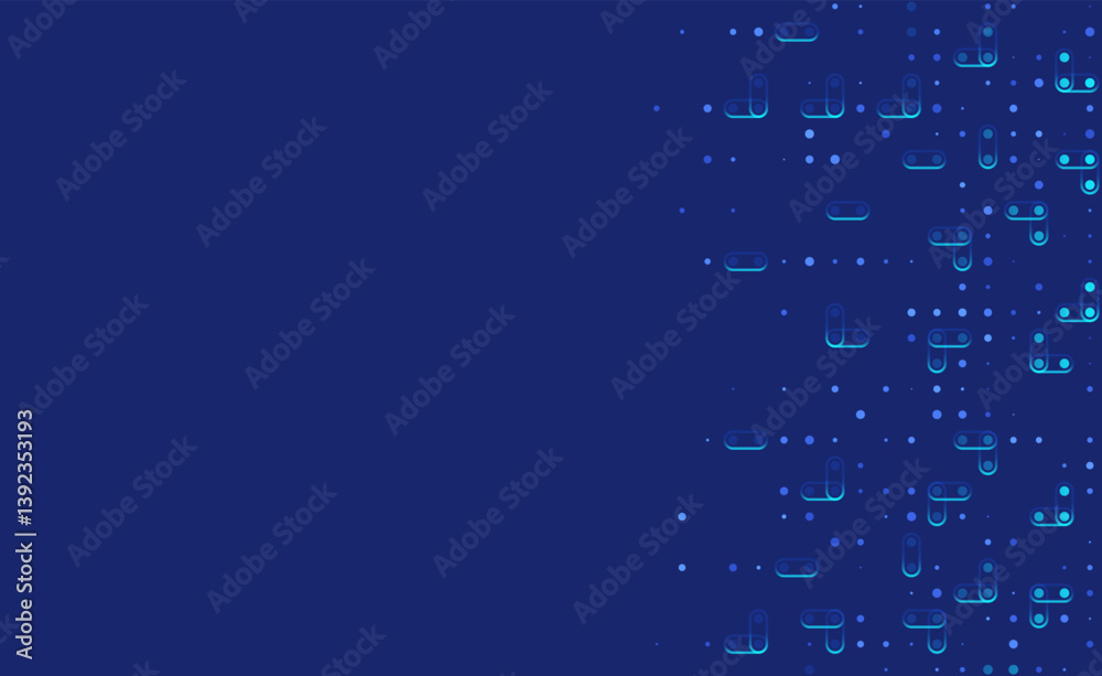 Poster digital technology background. digital data dots blue pattern pixel background