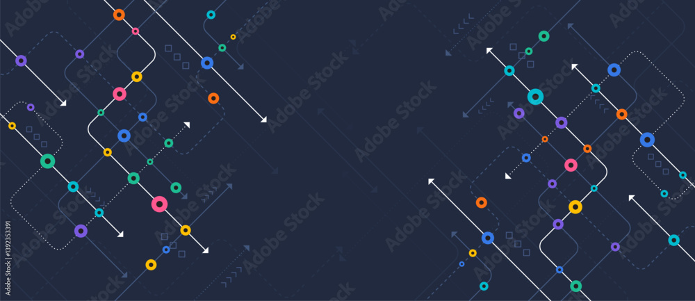 Poster Circuit connect lines and dots. Network technology and Connection concept. Decentralized network nodes connections