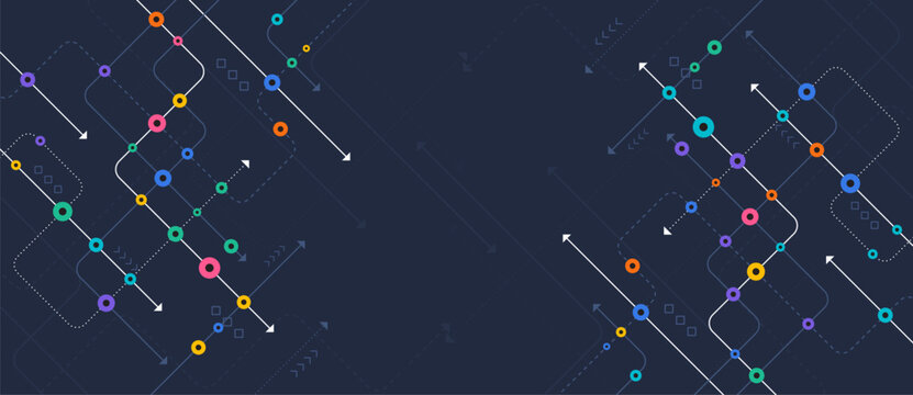 Circuit connect lines and dots. Network technology and Connection concept. Decentralized network nodes connections