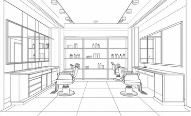 Interior visualization of a beauty salon is created using 3D illustration