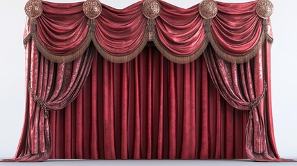 Theatrical curtain in red and gold shades theater performance ballroom dancing comedian performance high resolution illustration art AI