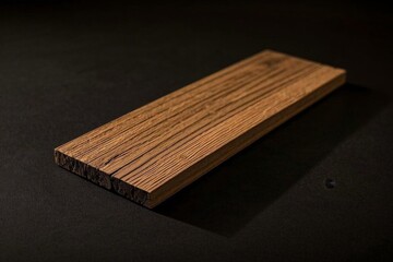 there is a wooden board on a black surface