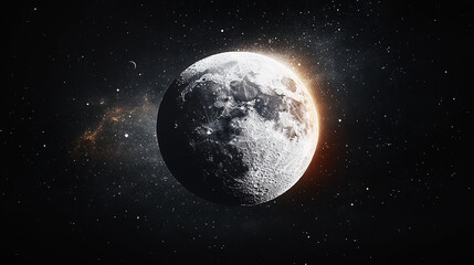 Fototapeta premium Close-Up of the Moon in Space with Glowing Light