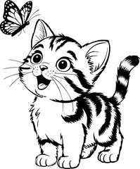 Obraz premium Cute Cat SVG Curious Kitten ClipartCat Svg 