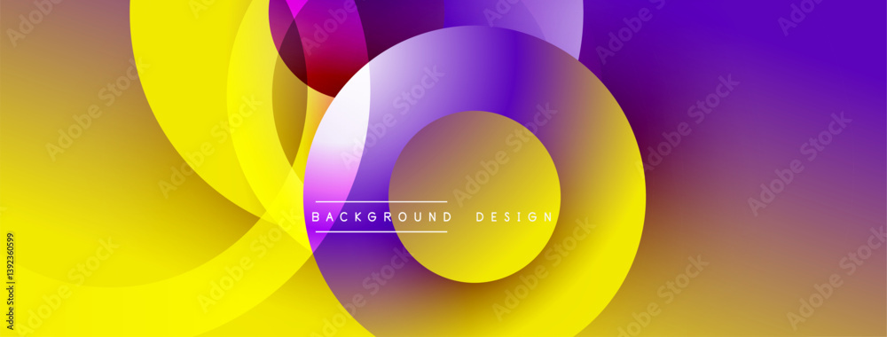 Aufkleber Bright abstract design. Overlapping circles create dynamic gradient effect. Vibrant colors blend smoothly, forming modern visual experience.