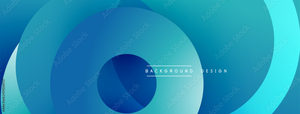 Poster Abstract blue layers create circular pattern. Smooth gradients, modern design. Minimalist aesthetic, clean presentation. Perfect backdrop for digital projects.