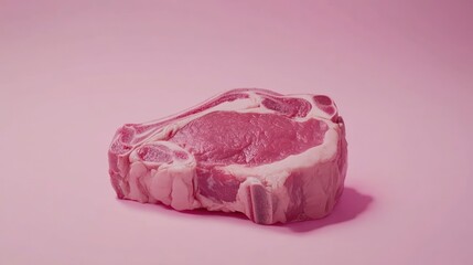 Obraz premium Raw steak on pink background (2)