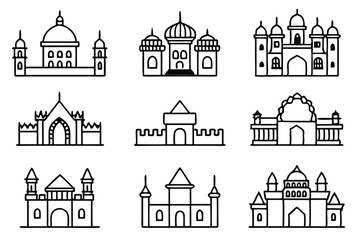 Fototapeta premium Palace Line Art Drawing for Creative Royal Building Concepts 