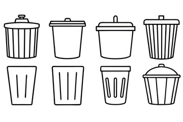 Trash Can Line Art Design for Waste Management Solutions.